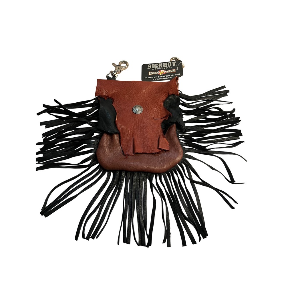 NWT Deer Skin Leather Fringe Bag Sick Boy Motorcycles Buffalo Nickel Snap